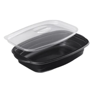 Boite plat du jour PP noir 1 compartiment + couv 1100ml (100PCS)